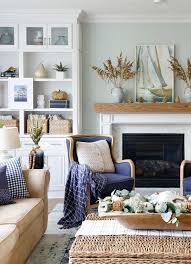 navy and neutral fall living room +