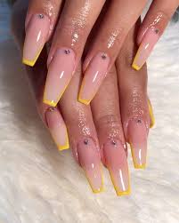 Nailsby Sujey On Instagram Yellow Outline Longnails Nailsonfleek Lovenails Acrylicnails Gelpolis Long Acrylic Nails Swag Nails Coffin Nails Designs