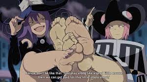 blair (soul eater) cat girl english text fangs feet feet up  female female only foot fetish foot focus kiryu-sketchbook looking at each  other mizune mizune (soul eater) mouse girl