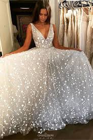 Stunning V Neck Tulle Starry Night Long Prom Wedding Dress Op638 Sparkly Prom Dresses Long Bridal Gown White Prom Dress Long