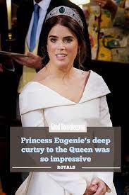 Princess Eugenie S Deep Curtsy To The Queen Was So Impressive Eugenie Wedding Princess Eugenie Princess Eugenie Jack Brooksbank