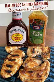 Italian Bbq Chicken Marinade 3 Ingredient Recipe Bbq Chicken Marinade Grilled Bbq Chicken Chicken Marinades