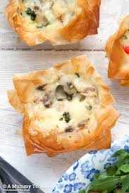 Mini Filo Pastry Quiches Great For Kids To Make A Mummy Too Recipe Quiche Recipes Food Mini Quiche