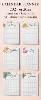 Calendar 2021 Printable Calendar Planner 2021 Monthly Etsy In 2020 Planner Calendar Planner Calendar Printables Planner