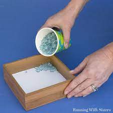 Smashed Glass And Poured Resin Tray Running With Sisters Broken Glass Crafts Broken Glass Art Tiffany Glass Art