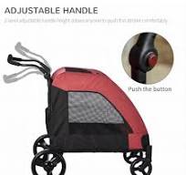 Pawhut Pet Stroller Universal Wheel With Storage Basket Ventilated Foldable  Oxford Fabric For Medium Size Dogs, Red Red Iron