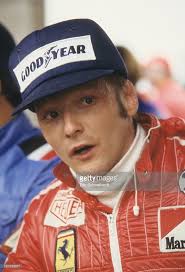 Closeup portrait of Niki Lauda before race at Watkins Glen...
