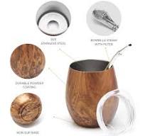 Yerba Maye Yerba Mate Gourd Set Of Two Bombillas 8oz Tea Cup Made Of 18/8  Stainless Steel Double-Walled Heat Resistant Mate Tea Cup With BPA-Free  Lid, ...