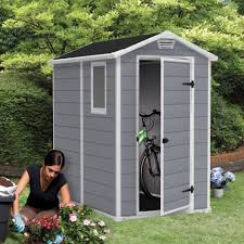 Backyard Storage Shed 4x6 Tool Pool Garden Supplies Grey White Lockable New Keter Shed Storage Plastic Storage Sheds Portable Storage Sheds