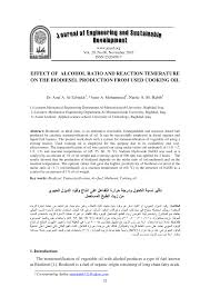 Pdf Effect Of Alcohol Ratio And Reaction Temerature On The Biodiesel Production From Used Cooking Oil