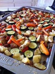 Love Roasted Vegetables Red Potatoes Russet Potatoes Zucchini Red Bell Pepper Baby Carrots Sweet Potatoes And Who Baked Veggies Recipes Vegetable Dishes