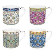 Coffee mugs with matching spoons. Set 4 Porcelain Mugs 300 Ml In Gift Box Persian Easylife Boutique