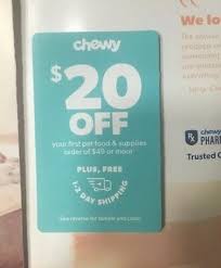 Chewy Coupon 20 Off First Order Of 49 Expires 9 30 2020 Emailed Chewy Coupons First Order