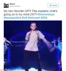 Katy perry has dropped the mic. Katy Perry S Dancer Backpack Kid Steals The Show On Snl Daily Mail Online