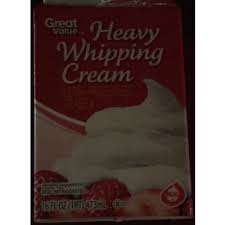 For comparison, walmart sold great value brand heavy whipping cream in a . Calories In Heavy Whipping Cream From Great Value