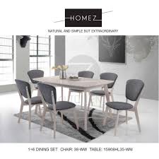It includes one table, one leaf, four chairs, and one bench, all made from solid rubberwood in a warm walnut finish. Homez Solid Wood Dining Table With 6 Chairs Shopee Malaysia