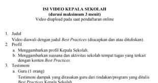 Aku harus mengakhiri sandiwaraku, aku sudah tak tahan lagi, kubuka mataku sambil di sekolah rasanya aku kuyu sekali. Kisi Kisi Video Profil Best Practices Kepala Sekolah 2019 File Pembelajaran Kurikulum2013