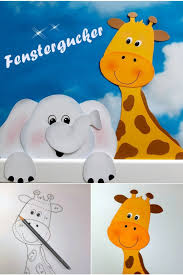 Fenstergucker Elefant Und Giraffe Eine Idee Aus Der Buntpapierwelt De In 2020 Fenstergucker Kinder Namensschilder Basteln Mit Papier