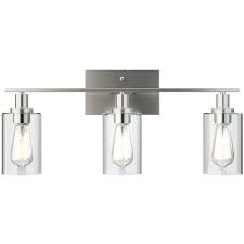 Costway 3 Light Wall Sconce Modern Bathroom Vanity Light Fixtures W Clear Glass Shade Walmart Com Walmart Com