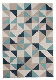 Die verwendete wolle ist von woolmark zertifiziert. Canvas Modern Teppich Kurzflor Dreiecke Design Creme Grau Blau Tapiso Teppiche Online