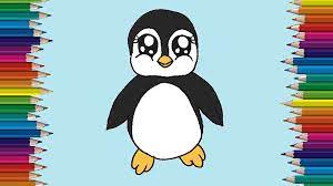 Outline this figure to get the final outline. How To Draw A Baby Penguin Cute And Easy Penguin Cartoon Drawing Step By Step