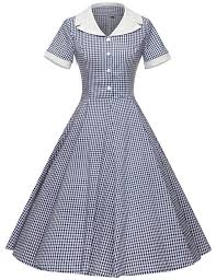 Gowntown Women S 1950s Vintage Cap Sleeve Plaid Swing Dress With Pockets At Amazon Women S Clothing Swing Dress With Pockets 1950s Fashion Dresses Swing Dress