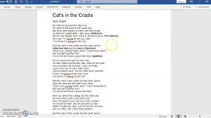 Literary Devices In Song Cat S In The Cradle Youtube