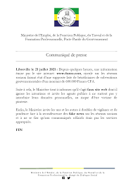 Une filière de transformation sucrière attendue. ð…ð€ðŠð„ ðð„ð–ð' Sur Une Supposee Liste De Beneficiaires De Subventions Gouvernementales D Un Montant De 600 000 Francs Cfa Emise Par Un Site Internet Malveillant Www 6nmo Com Le Ministere Recommande Ministere Emploi Fonction Publique