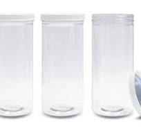 ljdeals 80 oz Tall Clear Plastic Jars with Lids, 2.5 Quart 10 Cup Cylinder Storage Containers, Wide Mouth PET Canisters, Pack of 3, BPA Free, Food ...