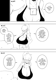 big breasts blush breasts cleavage clothed clothing comic dialogue dmxwoops  english text female hair hair over eyes huge breasts human maki hashiba  (character) mammal monochrome over eyes seductive smile text 