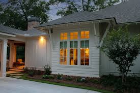 Achee Cottage is a Fairhope vernacular Southern cottage showcasing unique  features: casement windows with transoms, large overhang with open rafters,  floating beams with brackets, and a detached carport and garage. Designed  by: