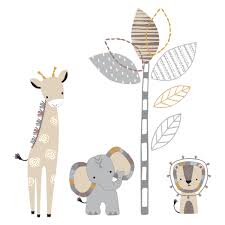 Lambs Ivy Jungle Safari Gray Tan Elephant Giraffe Nursery Wall Decals Stickers Walmart Com
