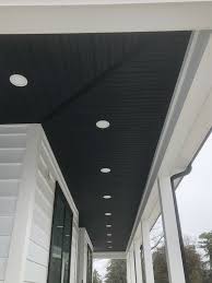 All vinyl siding and vinyl soffit and fascia can be cut with tin snips, a circular saw with a plywood blade or by scoring it with a knife and breaking it. A Traditional Porch Ceiling With A Modern Look Remodeling
