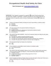 Read on for some hilarious trivia questions that will make your brain and your funny bone work overtime. Occupational Health And Safety Act Quiz And Answers Occupational Health And Safety Act Quiz Answers Q 1 Under The Occupational Health And Safety Act Course Hero