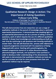 Maybe you would like to learn more about one of these? Applied Psychology Ucc On Twitter We Are Delighted To Host Prof Carla Willig Of City University Of London For This Evening Research Seminar On Jan 30th Qualitative Research Design In Action The