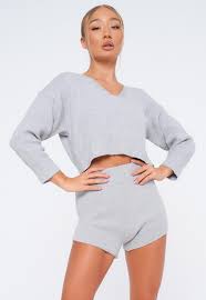 Mix & match this pants with other items to create an avatar that is unique to you! Gray Co Ord Knitted Shorts Missguided