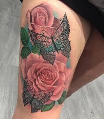 Your thigh has a unique shape; Thigh Butterfly And Rose Tattoo Designs Novocom Top
