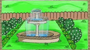 How to draw a garden fountain. Drawing A Simple Garden Fountain How To Draw A Fountain Drawing For Kids Youtube