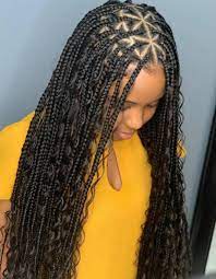 Whether you have thin or thick hair, a loose braid is a perfect hairstyle for your image. Pin By Esther On Quick Saves In 2021 Braids With Extensions Box Braids Hairstyles For Black Women Box Braids Styling