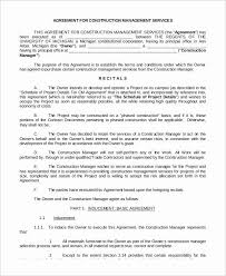 Construction Management Contract Template Elegant 8 Sample Construction Management Agreements Contract Template Project Management Management