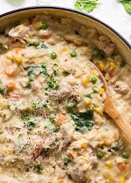 Creamy Chicken Vegetable Risoni In A Skillet Fresh Off The Stove Quick One Pot Risoni Recipe 15 Minutes Risoni Recipes Recipes Chicken And Vegetables