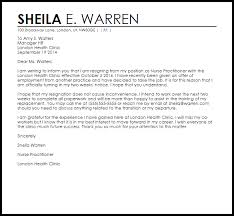 Nurse Practitioner Resignation Letter Example Letter Samples Templates