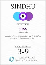 Name Sindhu Meaning Origin Description Popularity 5766 People legally change their first, middle, or last names for a variety of reasons: name sindhu meaning origin