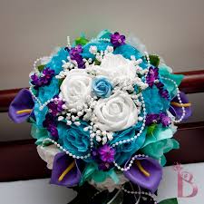 Zola.com has been visited by 10k+ users in the past month Mermaid Bouquet Flower Set Reserved Order Turquoise Wedding Flowers Silk Flower Wedding Bouquet Wedding Bridal Bouquets