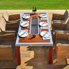 6 Seat Cole Henley Barbecue Table Contains A Custom Designed Gas Fired Barbecue So Friends Family Can Cook Eat Whil Bbq Table Grill Table Outdoor Kitchen