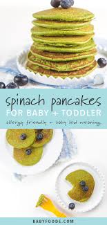 Easy Blender Spinach Pancakes For Baby Toddler Baby Foode Recipe Spinach Pancakes Toddler Allergies Baby Food Recipes