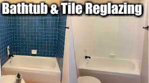 I have a puke brown bathtub and tan/peach tiles in my bathroom. How To Reglaze A Tile Bathtub Enclosure Tub And Tile Refinishing For 500 Dp Tubs Youtube