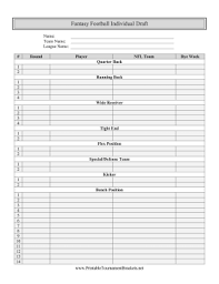 Printable Fantasy Football Roster