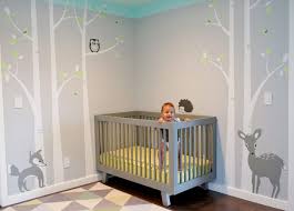 Wald Kinderzimmer Dekoration Baby Babybett Grau Modern Wandgestaltung Kinder Zimmer Kinderzimmer Gestalten Kinderzimmer