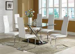 For a sleek, modern appearance, try a glass top dining room set with a clear pane resting on a metal base. Coaster Cst102320 10 7 Pc Dining Room Table Set Contemporary Dining Room Sets Dining Table